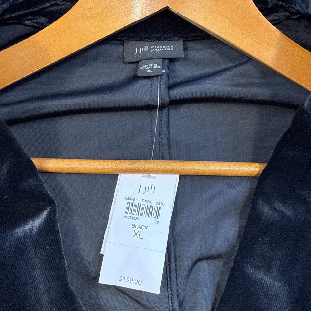 J Jill Velvet Blazer Womens Size XL Black Silk Blend One Button Pockets Elegant - Picture 3 of 8